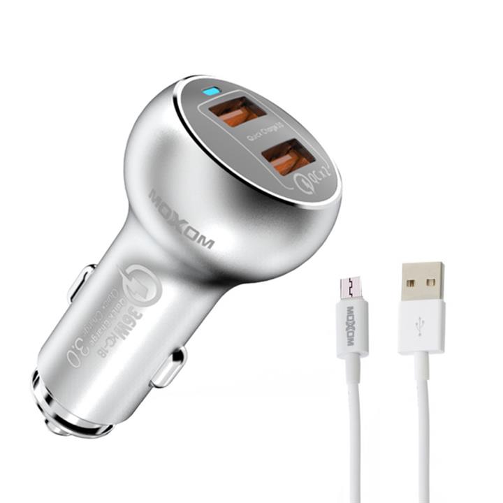 شارژر فندکی موکسوم مدل kc-13 به همراه کابل تبدیل microUSB moxom KC-13 Car Charger With microUSB cable